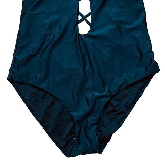 Becca Rebecca Virtue NWT Move Along One-Piece Plunge Strappy Swimsuit Black M - Picture 7 of 14